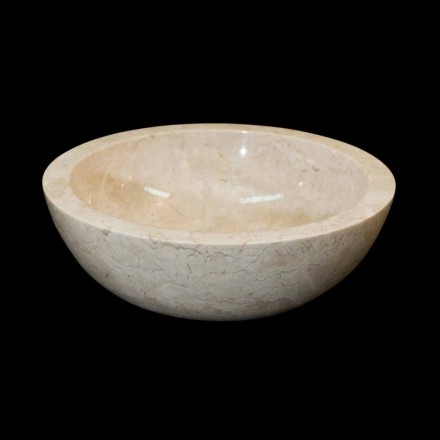 Lavabo da appoggio in pietra naturale bianco Levi, pezzo unico Viadurini