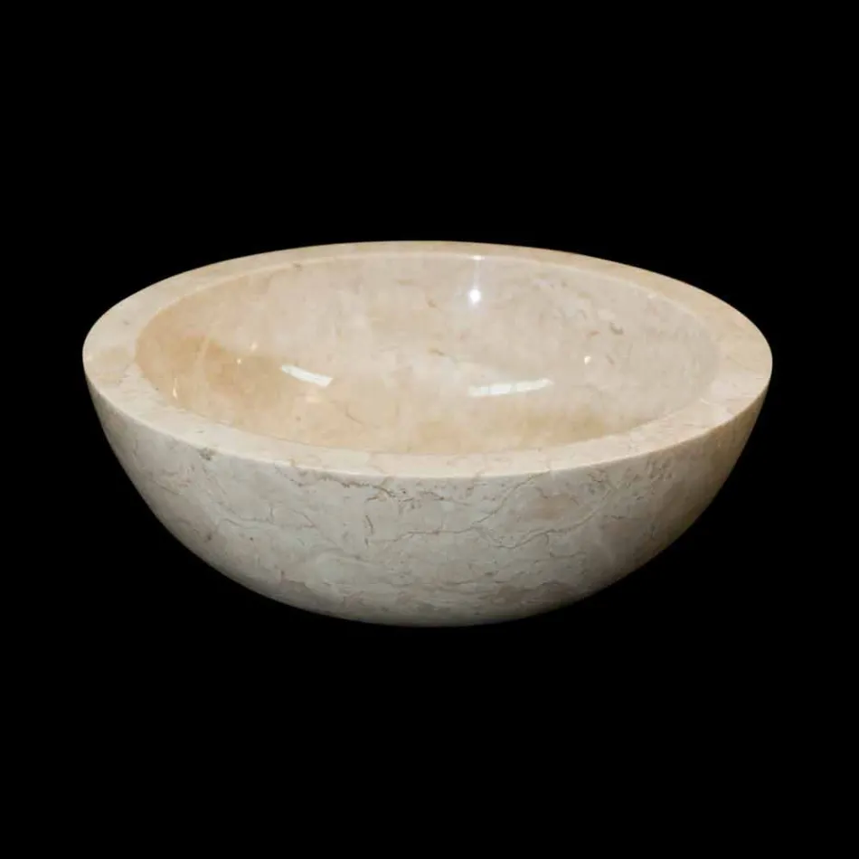 Lavabo da appoggio in pietra naturale bianco Levi, pezzo unico Viadurini