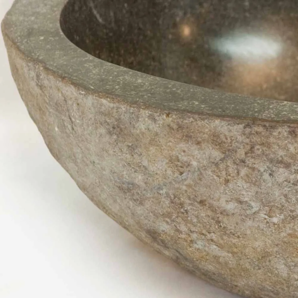 Lavabo da appoggio in pietra naturale Kai, pezzo unico Viadurini