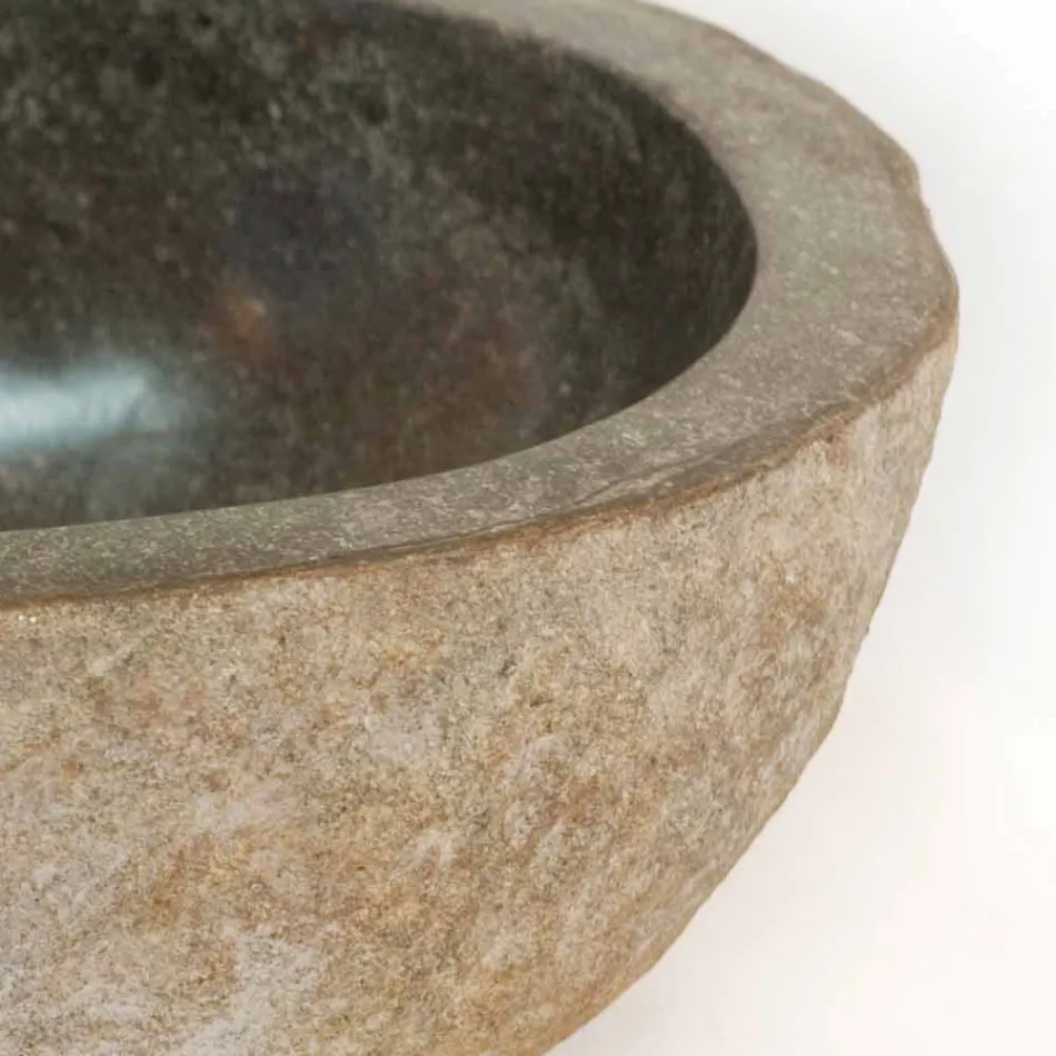 Lavabo da appoggio in pietra naturale Kai, pezzo unico Viadurini
