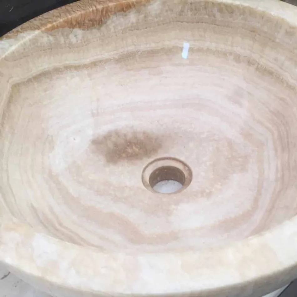 Lavabo da appoggio in pietra naturale, pezzo unico, Ana Viadurini