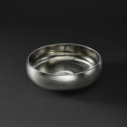Lavabo da Appoggio in Raku Clay Finitura Platino Made in italy - Ribano Viadurini