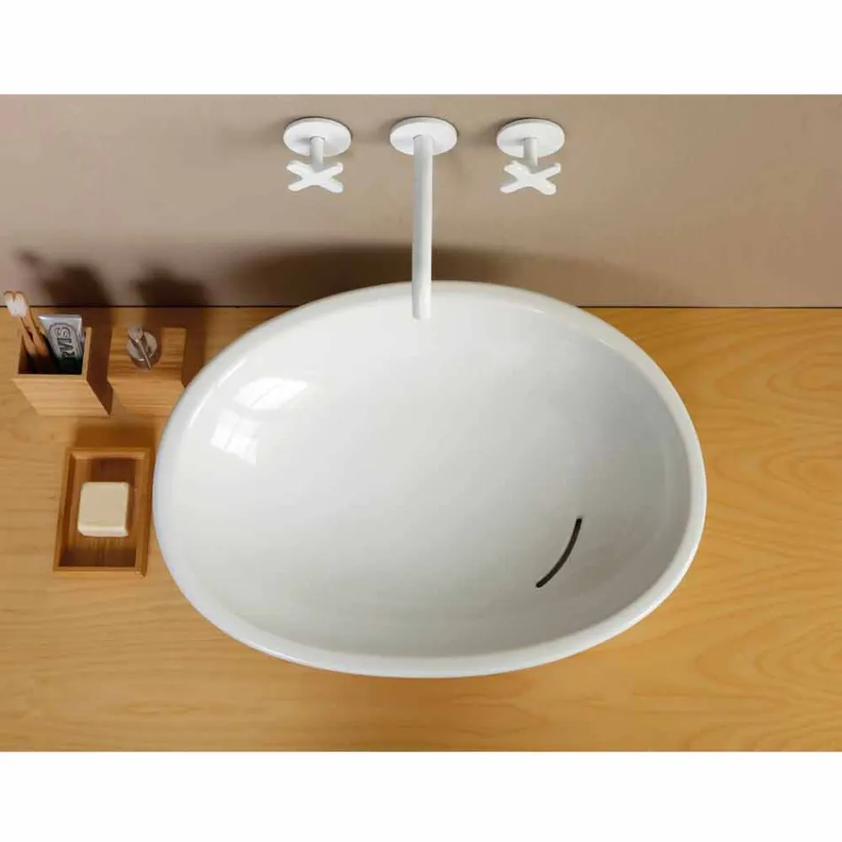 Lavabo da appoggio inclinato di design ceramica made in Italy Glossy Viadurini