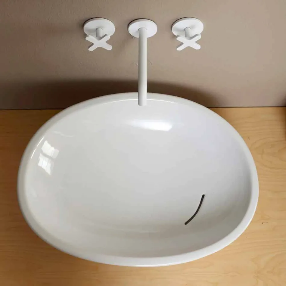 Lavabo da appoggio inclinato di design ceramica made in Italy Glossy Viadurini