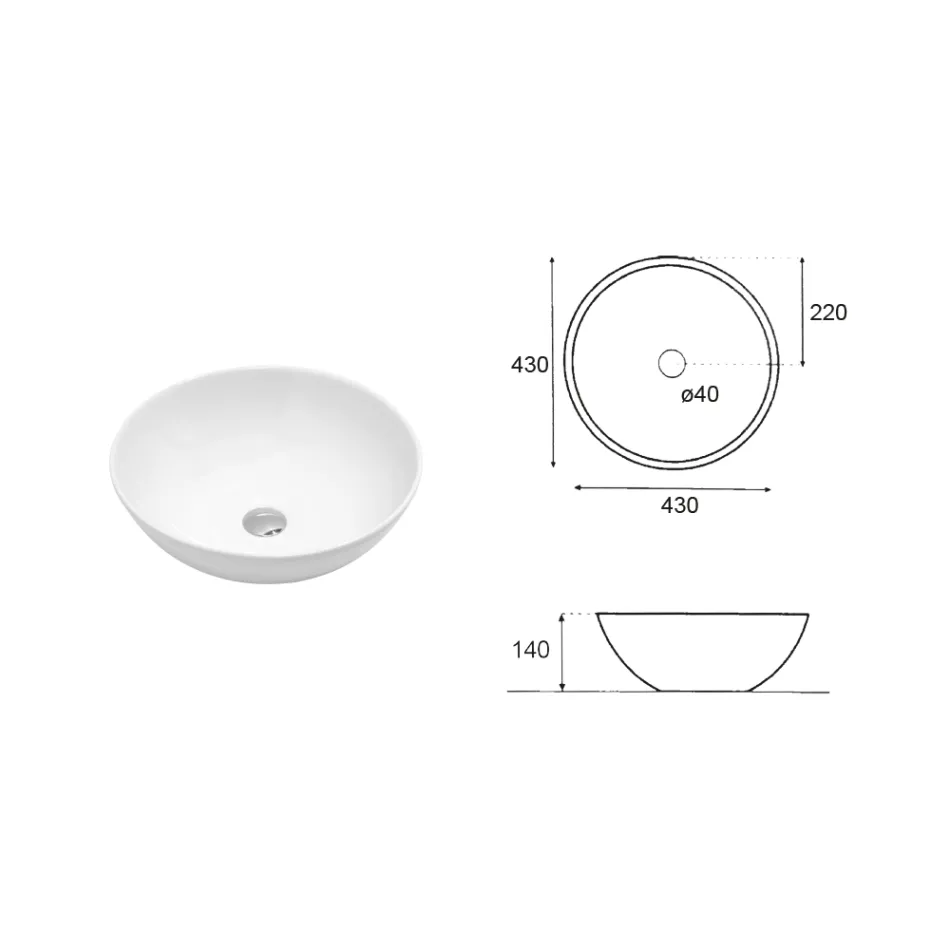 Lavabo da Appoggio Inclinato Ovale in Ceramica e Design Moderno - Papavero Viadurini