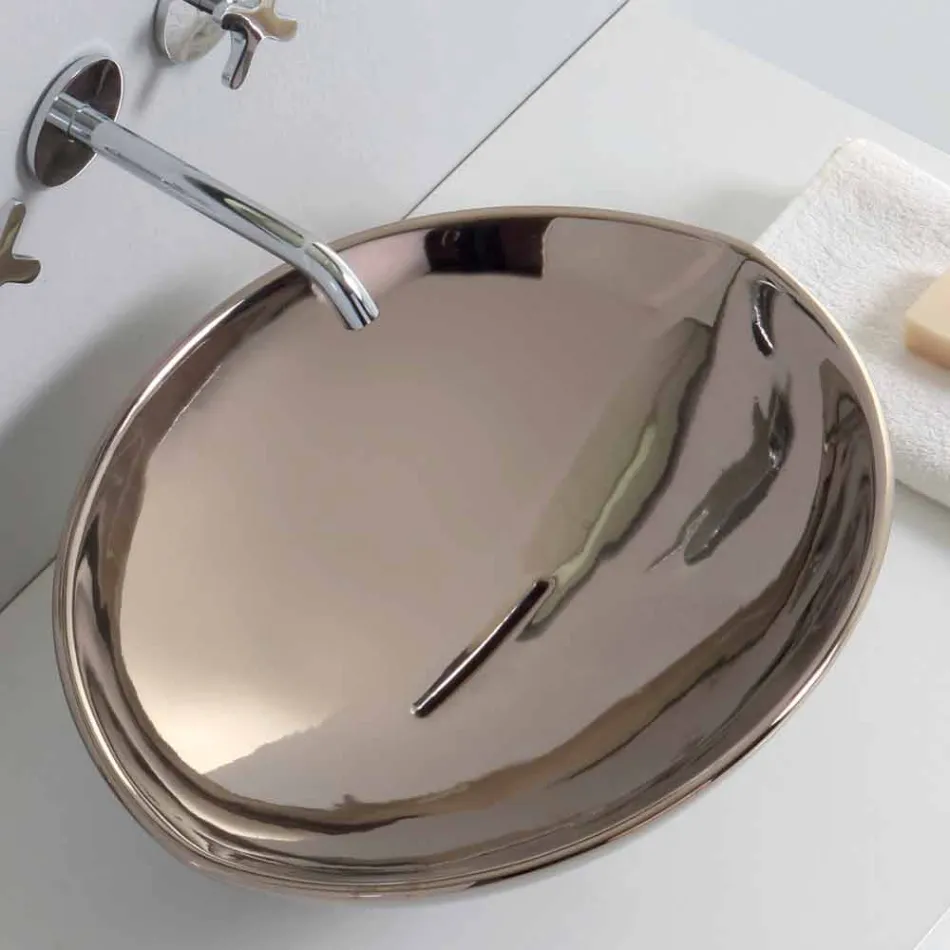 Lavabo da appoggio moderno in ceramica platino made in Italy Animals Viadurini