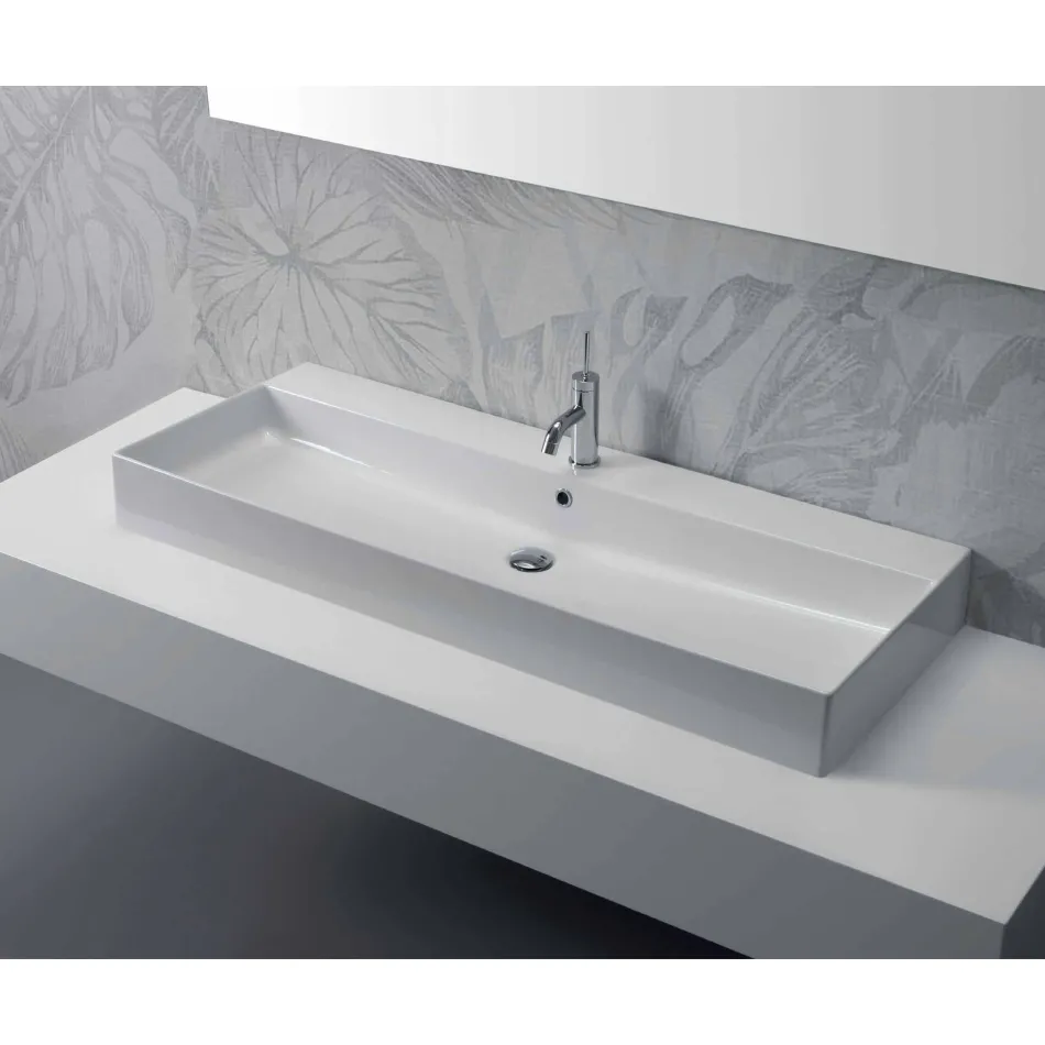 Lavabo da Appoggio o Parete in Ceramica Colorata o Bianca Leivi Viadurini