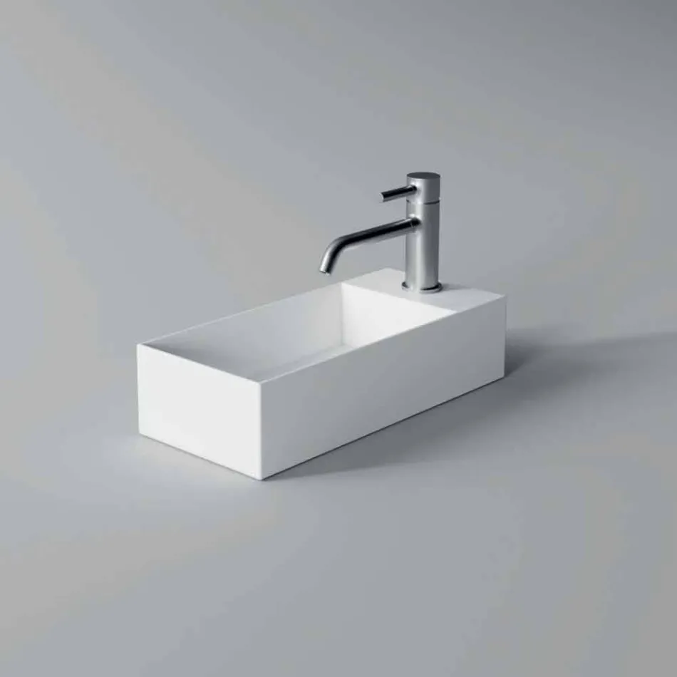 Lavabo da Appoggio o Sospeso Rettangolare in Ceramica Made in Italy - Act  Viadurini