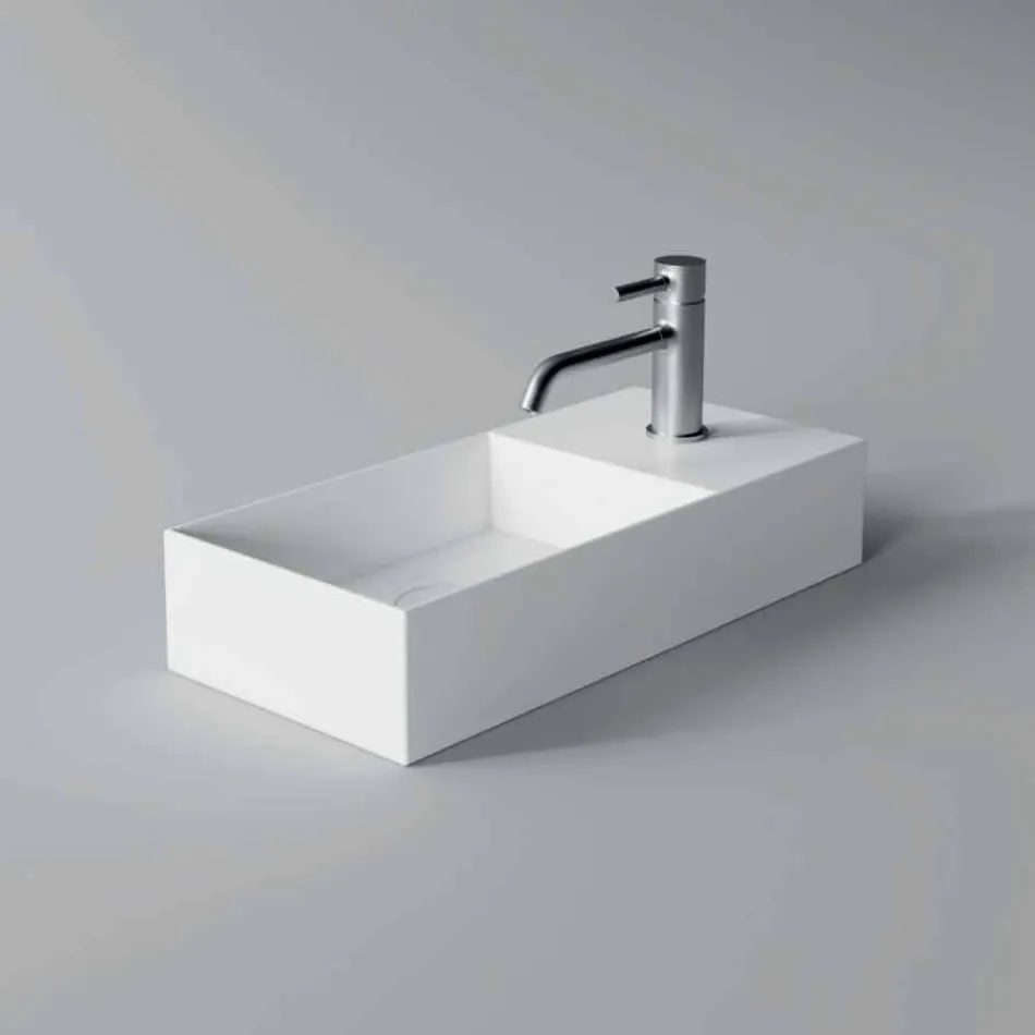 Lavabo da Appoggio o Sospeso Rettangolare in Ceramica Made in Italy - Act  Viadurini