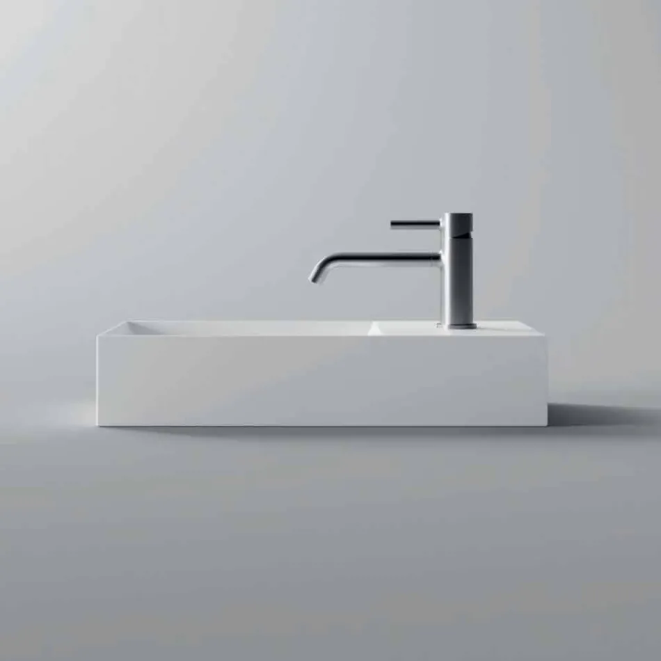 Lavabo da Appoggio o Sospeso Rettangolare in Ceramica Made in Italy - Act  Viadurini