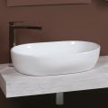 Lavabo da Appoggio Ovale in Ceramica Bianca dal Design Moderno - Papavero