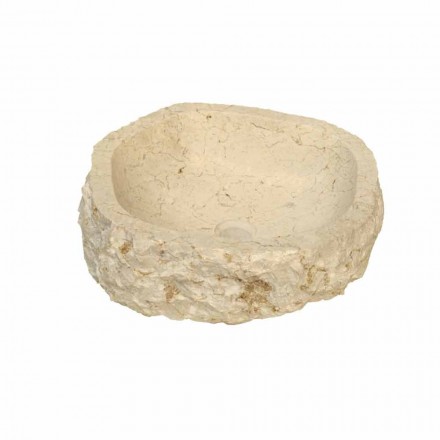 Lavabo da Appoggio Pezzo Unico in Marmo Beige Mumbai Viadurini