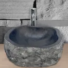 Lavabo da Appoggio Pezzo Unico in Marmo Nero Mumbai Viadurini