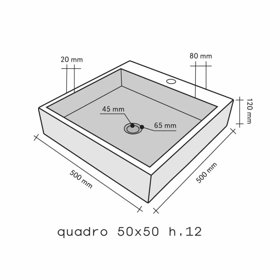 Lavabo da Appoggio Quadrato in Basalto Nero Ban Viadurini