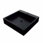 Lavabo da Appoggio Quadrato in Basalto Nero Ban Viadurini