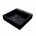 Lavabo da appoggio quadrato in basalto nero Ban