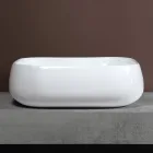 Lavabo da Appoggio Quadrato in Ceramica Bianca dal Design Moderno - Papavero Viadurini