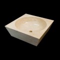 Lavabo da appoggio quadrato in pietra naturale Jiny bianco