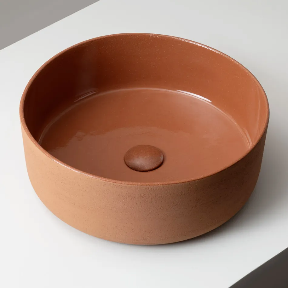 Lavabo da Appoggio Realizzato in Terra Naturale di Diverse Finiture - Balance Viadurini
