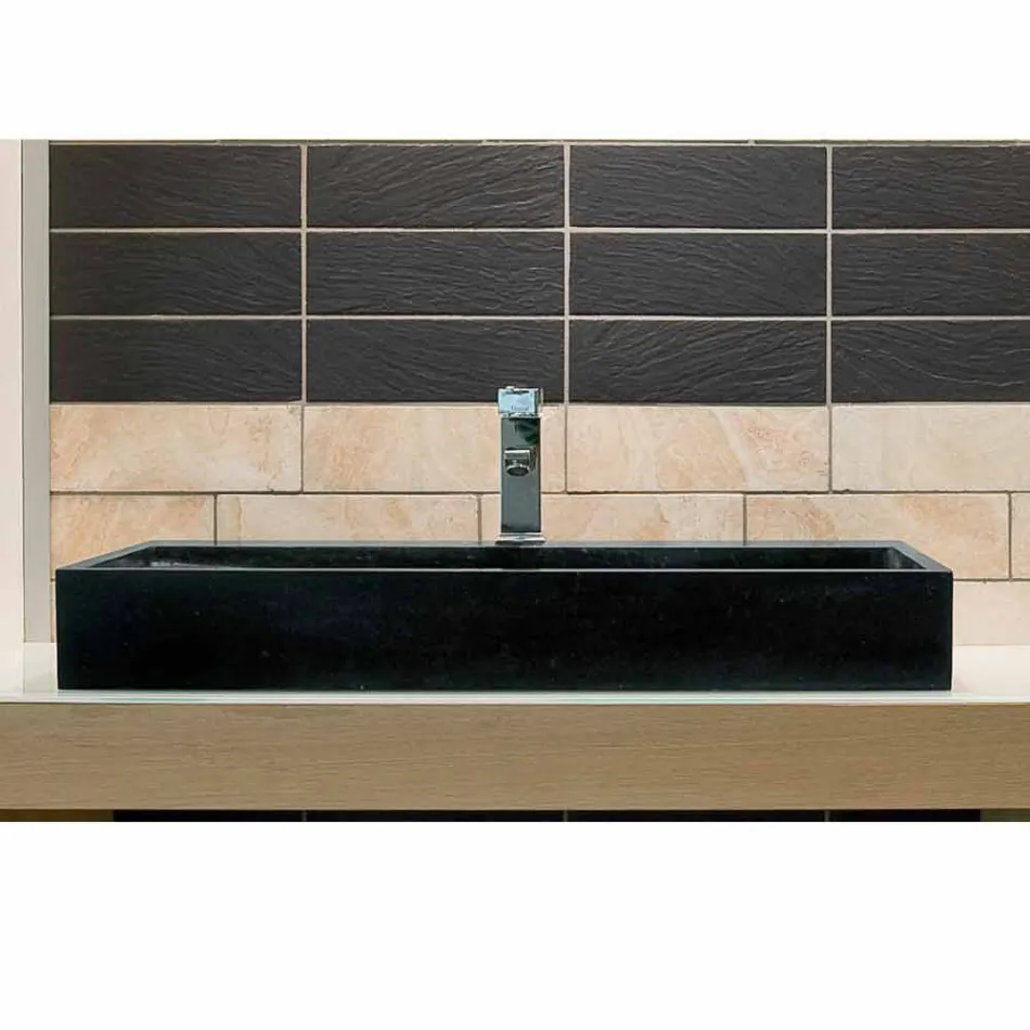 Lavabo da Appoggio Rettangolare in Basalto Nero Chao Viadurini
