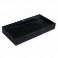 Lavabo da appoggio rettangolare in basalto nero Chao