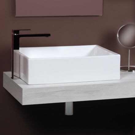 Lavabo da Appoggio Rettangolare in Ceramica dal Design Moderno - Papavero Viadurini