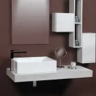 Lavabo da Appoggio Rettangolare in Ceramica dal Design Moderno - Papavero Viadurini