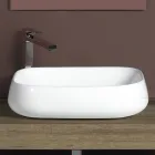 Lavabo da Appoggio Rettangolare in Ceramica dal Design Moderno - Papavero Viadurini