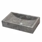 Lavabo da Appoggio Rettangolare in Pietra Naturale Grigio Satun Viadurini