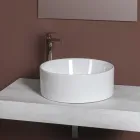 Lavabo da Appoggio Rotondo in Ceramica Bianca e Design Moderno- Papavero Viadurini