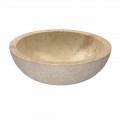 Lavabo da appoggio rotondo in pietra naturale beige esterno Grezzo Pai