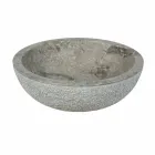 Lavabo da Appoggio Rotondo in Pietra Naturale Grigio Esterno Grezzo Pai Viadurini