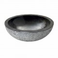 Lavabo da appoggio rotondo in pietra naturale nera esterno Grezzo Pai