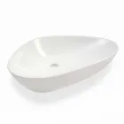 Lavabo da Appoggio Sagomato in Ceramica Bianca Made in Italy – Amburgo Viadurini