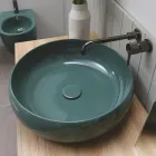 Lavabo da Appoggio Tondo in Ceramica Lucida Realizzato in Italia - Candito Viadurini