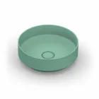 Lavabo da appoggio tondo in ceramica moderno fatto in Italia, Yoel Viadurini