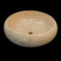 Lavabo bagno da appoggio tondo in pietra naturale bianca Layla