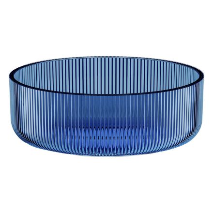 Lavabo da Appoggio Tondo in Vetro Veneziano Plissè Made in Italy - Zircone  Viadurini
