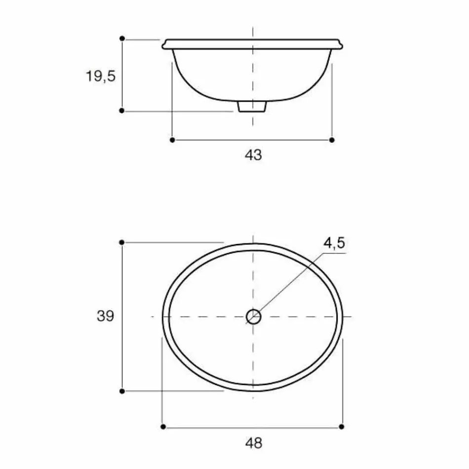 Lavabo da bagno a incasso in fire clay e oro made in Italy, Otis Viadurini