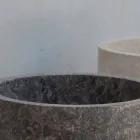 Lavabo da Bagno Cilindrico Freestanding in Marmo Grigio - Cremino Viadurini