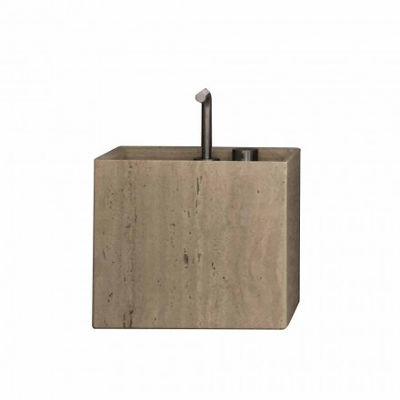 Lavabo da Bagno di Pietra da Appoggio Design Alto Quadrato Moderno - Farartlav2 Viadurini