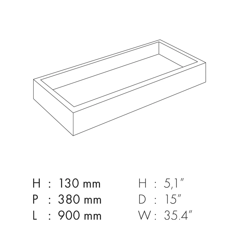 Lavabo da Bagno Rettangolare in Gres Porcellanato Made in Italy - Ludmilla Viadurini
