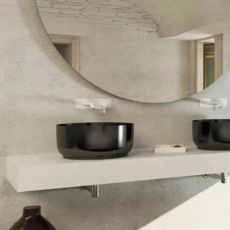 Lavabo da bagno rotondo design moderno freestanding made Italy Dalmine Viadurini