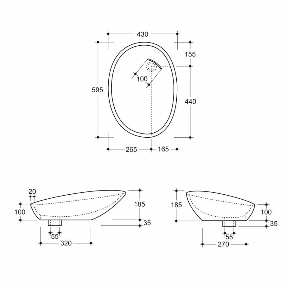 Lavabo di design da appoggio ceramica cavallino made in Italy Glossy Viadurini
