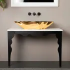 Lavabo di design da appoggio ceramica nero e oro made in Italy Rayan Viadurini