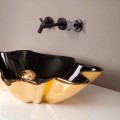 Lavabo di design da appoggio ceramica nero e oro made in Italy Rayan