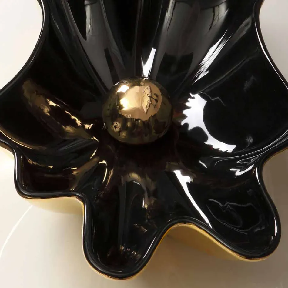 Lavabo di design da appoggio ceramica nero e oro made in Italy Rayan Viadurini