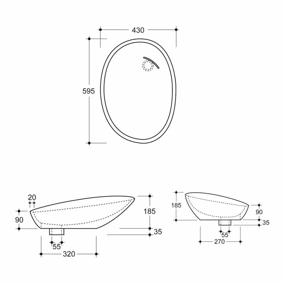 Lavabo di design da appoggio ceramica tartaruga made in Italy Glossy Viadurini