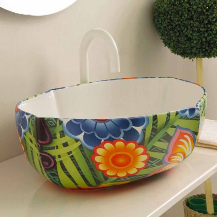 Lavabo di design da appoggio in ceramica disegnata made in Italy Oscar Viadurini