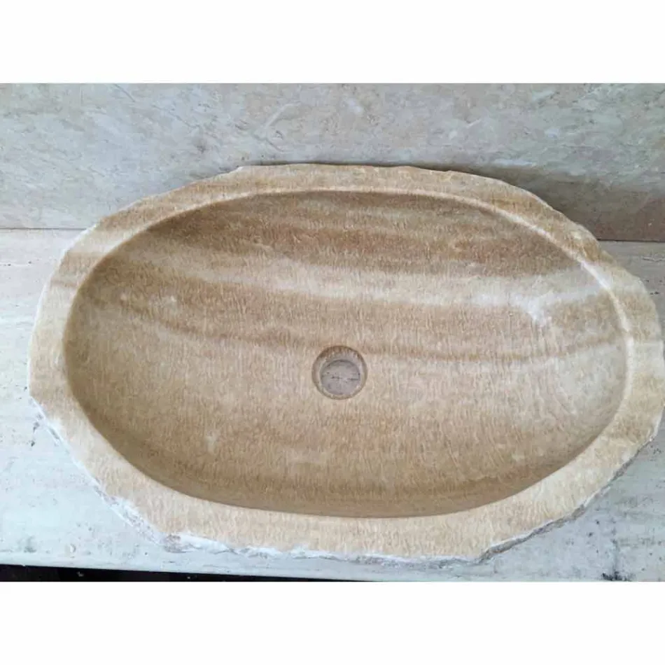 Lavabo di design da appoggio per bagno Laia in pietra naturale Viadurini
